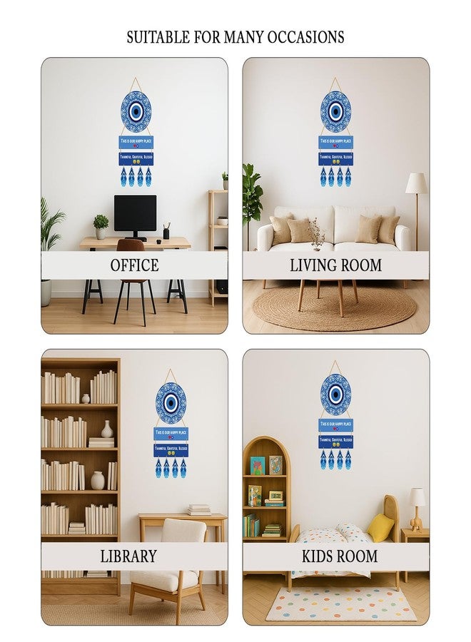 لوحة جدارية خشبية مصممة هندسياً على شكل عين الحسد من كاميري بازار، 28 سم، لتزيين المنزل - Image 4